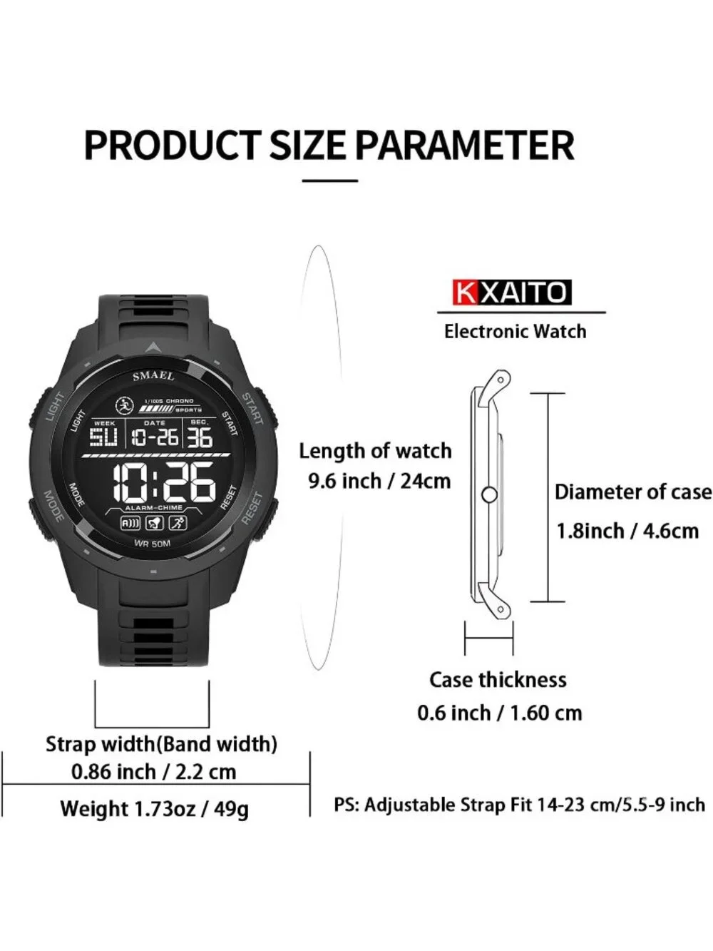 Men's Black Analog Quartz Sports Waterproof Military Casual LED Digital Watch